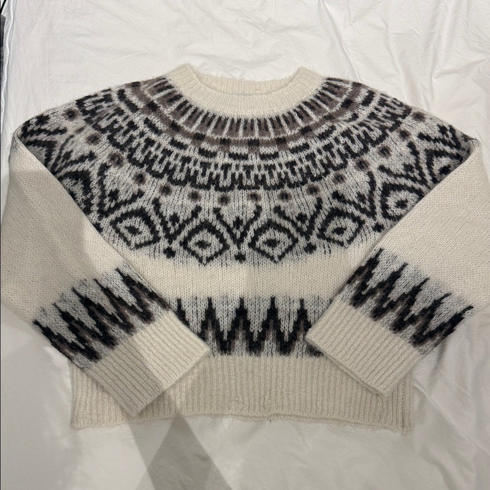 Madewell Cream and Brown Fair Isle Turtleneck Sweater - Picture 4 of 6